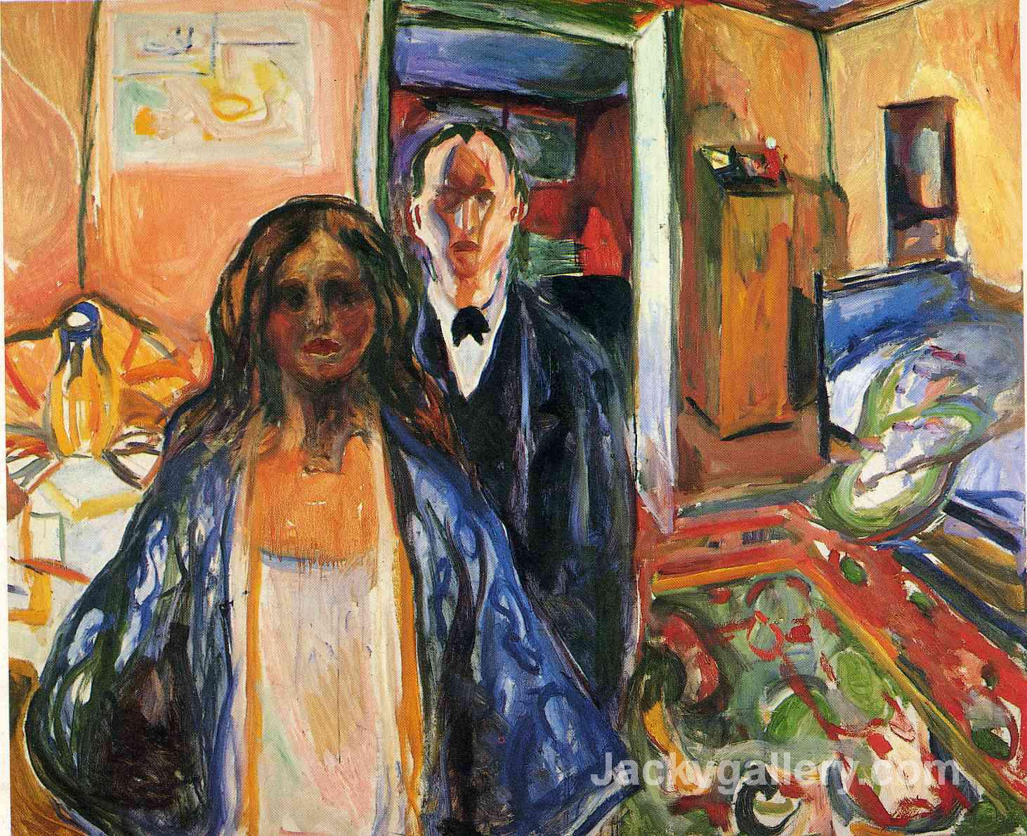 The Artist and His Model by Edvard Munch paintings reproduction